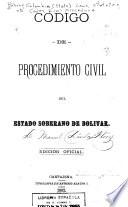 Código de procedimiento civil del estado soberano de Bolivar