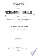 Código de procedimientos criminales para el estado de Durango