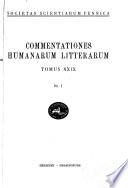 Commentationes humanarum litterarum