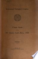 Compte Rendu of the XV. Session, South Africa, 1929