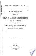 Consideraciones sobre el orígen de la personalidad individual en el derecho