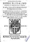 Consideraciones sobre el psalmo ciento y treinta y tres para los seis domingos de la quaresma en la tarde