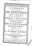 Constituciones Synodales del Priorato de Santiago de Uclés Nullius Diocesis