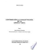 Contribución a la dialectología de la lengua vasca
