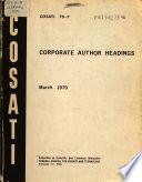 Corporate Author Headings