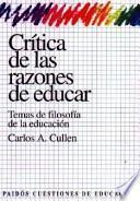 Crítica de las razones de educar