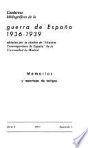 Cuadernos bibliograficos de la guerra de Espana, 1936-1939