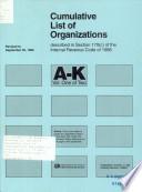 Cumulative List of Organizations Described in Section 170 (c) of the Internal Revenue Code of 1954