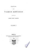 Datos para varios estudios recogidos por Gilberto Crespo y Martinez