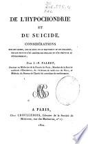 De l'hypochondrie et du suicide