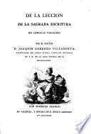 De la Leccion de la Sacrada Escritura en lenguas vulgares