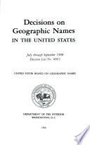 Decisions on Geographic Names in the United States