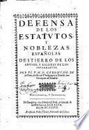 Defensa de los estatutos, y noblezas españolas