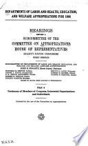 Departments of Labor and Health, Education and Welfare Appropriations for 1966