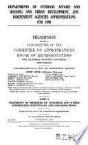 Departments of Veterans Affairs and Housing and Urban Development, and Independent Agencies Appropriations for 1996