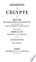 Description de l'Egypte ou recueil des observations et des recherches qui ont été faites en Egypte pendant l'expédition de l'armée française