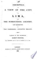 Description of a view of the city of Lima, and the surrounding Country