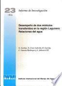 Desempeno de dos modulos transferidos en la region Lagunera Realciones: del agua. In Spanish