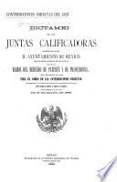 Dictem de las juntas calificadoras...de las cuotas...del derecho de patente y de profesiones...de 1896 a 1897 y 1898, con arreglo a al ley de...1896