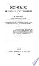 Dictionnaire phonétique et étymologique par N. Haillant