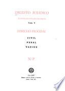 Digesto jurídico; jurisprudencia-bibliografía: Derecho procesal