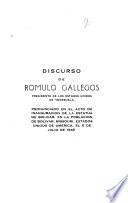 Discurso de Romulo Gallegos