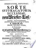 Dissertatione Inavgvrali, De Sorte Svffragatoria Ecclesiae, vom Priester-Loß