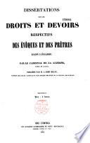 Dissertations sur les droits et devoirs respectifs des évêques et des prêtres dans l'église