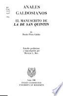 El manuscrito de La de San Quintin de Benito Pérez Galdos