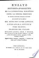 Ensayo Historico-Apologetico De La Literatura Española