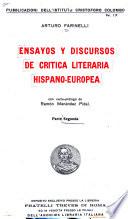 Ensayos y discursos de critica literaria hispano-europea