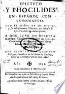 Epicteto y Phocilides en Español con consonantes