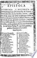 Epistola autentica, y historica al Christianissimo Luis XIV. Gran Rey de Francia, etc. [In verse.]