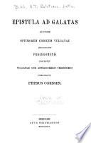 Epistula ad Galatas ad fidem optimorum codicum vulgatae recognovit