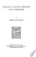 Essays in Ancient History and Antiquities