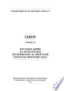 Estudios sobre la antigüedad en homenaje al Profesor Santiago Montero Diaz