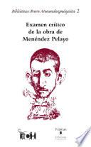 Libro Examen crítico de la obra de Menéndez Pelayo