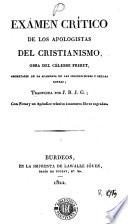 Exámen crítico de los apologistas del cristianismo