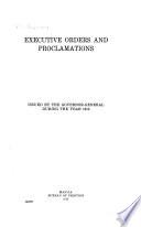 Executive Orders and Proclamations Issued by the Governor-general