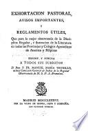 Exhortacion pastoral, avisos importantes y reglamentos utiles