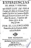 Experiencias De Amor Y Fortuna A Frey Lope De Vega Carpio ...