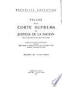 Fallos de la Corte Suprema de Justicia nacional, con la relación de sus respectivas causas