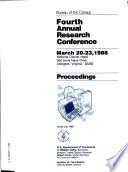 Fourth Annual Research Conference, March 20-23, 1988, National Clarion Hotel, 300 Army Navy Drive, Arlington, Virginia 22202