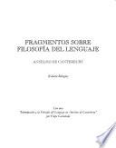 Fragmentos sobre filosofía del lenguaje