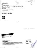 Guatemala Country Economic Memorandum