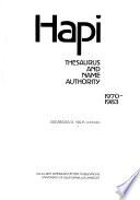 HAPI Thesaurus and Name Authority, 1970-1983