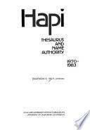 HAPI Thesaurus and Name Authority