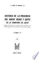 Historia de la Provincia del Nuevo Reino y Quito de la Campañía de Jesús