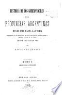 Historia de los gobernadores de las provincias argentinas desde 1810 hasta la fecha: Provincias litorales
