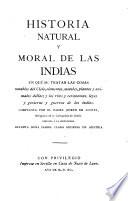 Historia natural y moral de las Indias